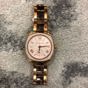 MICHAEL KORS TORTOISE ROSE GOLD AND GOLD WATCH